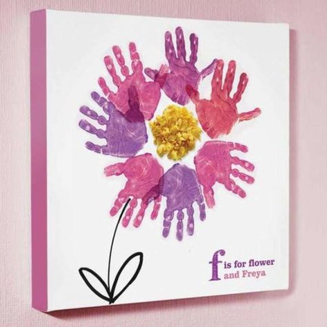 50+ Spring Crafts for Kids / Preschoolers & Toddlers to make this season of new beginnings - Hike n Dip Hand Print Art, Bahasa China, Kids Canvas Art, Footprint Crafts, Hand Prints, Spring Crafts For Kids, Footprint Art, Kids Canvas, Handprint Crafts