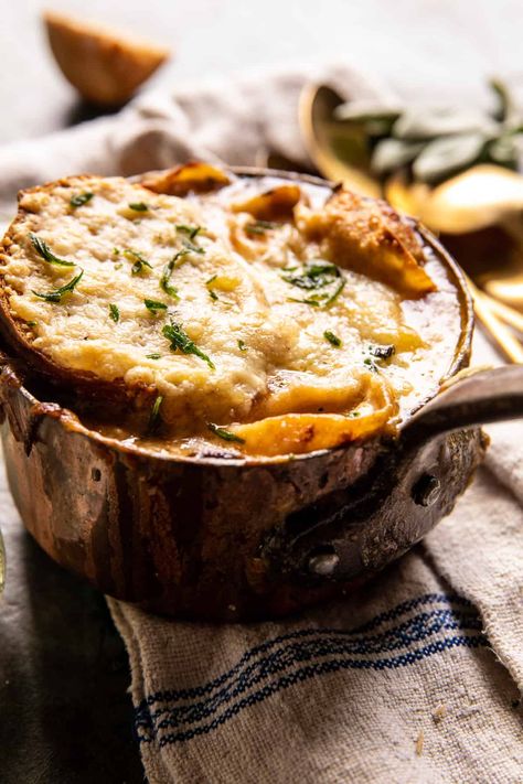 Creamy Tortellini French Onion Soup | halfbakedharvest.com Half Baked Harvest French Onion Soup, Onion Soup Recipe, Half Baked Harvest Recipes, French Onion Soup Recipe, Winter Comfort Food, Roasted Mushrooms, Harvest Recipes, Tortellini Soup, Half Baked