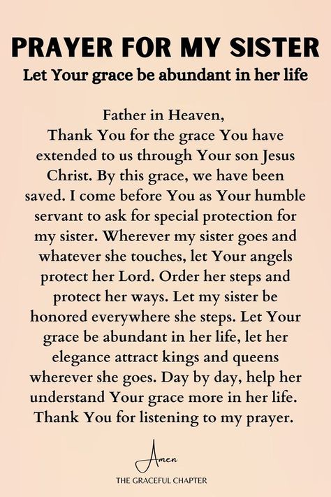 Pin on The graceful chapter Prayer For Sister, Prayer For My Sister, Life Prayers, Praying Mother, Prayers For Sister, Prayer For My Family, Pray For Them, Prayer For My Children, Spiritual Warfare Prayers