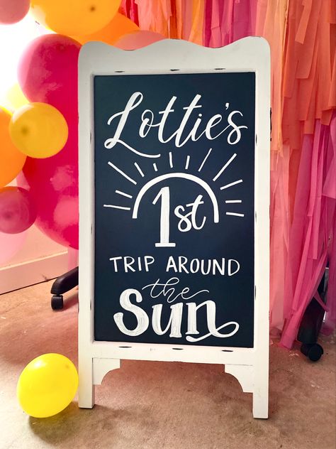 1st Birthday Chalkboard Sign, Happy Birthday Chalkboard, 1st Trip Around The Sun, Chalkboard Typography, 1st Birthday Chalkboard, Chalkboard Birthday, First Trip Around The Sun, Chalk Sign, First Birthday Chalkboard