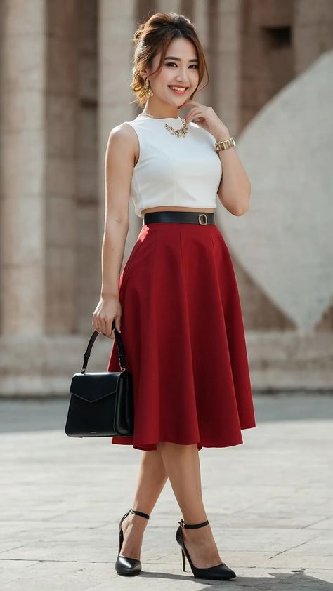 Panel Skirt Outfit, Creative Skirt, Black Maxi Skirts, Black Mini Skirts, Skirt Outfits Ideas, Bottom Outfits, Long Denim Skirts, Crisp White Blouse, Panel Skirt