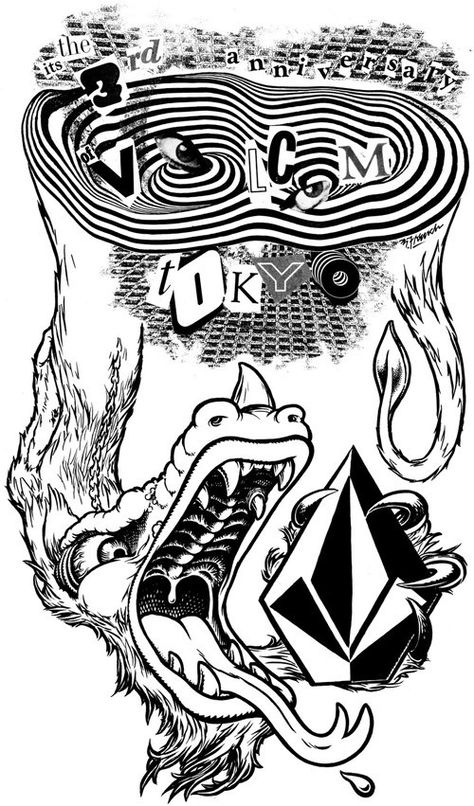 Volcom True to this Volcom Art, Skate Stickers, Hype Wallpaper, Skate Art, Surf Art, Ink Illustrations, Art Google, Surreal Art, Stone Art