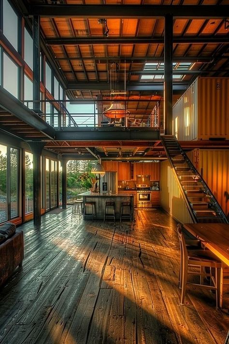 Shipping containers make for surprisingly awesome houses! Here are 39 container house designs perfect for affordable, eco-friendly 2024 living without sacrificing style. 👆 Click for more ideas！ Interior Design Container Home, Container Barndominium, Container House Ideas, Shipping Container House Design, Container House Interior, Container Homes Cost, Cargo Container Homes, Metal Building Designs, Steel Building Homes