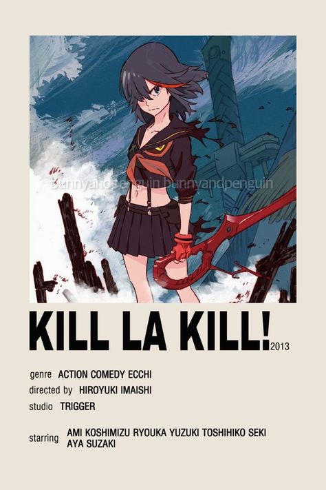 Kill La Kill Minimalist Poster, Kill La Kill Poster, Kill La Kill Anime, Minimalist Anime Poster, Anime Watchlist, Kill La Kill Cosplay, Poster Polaroid, Minimalist Anime, Anime For Life