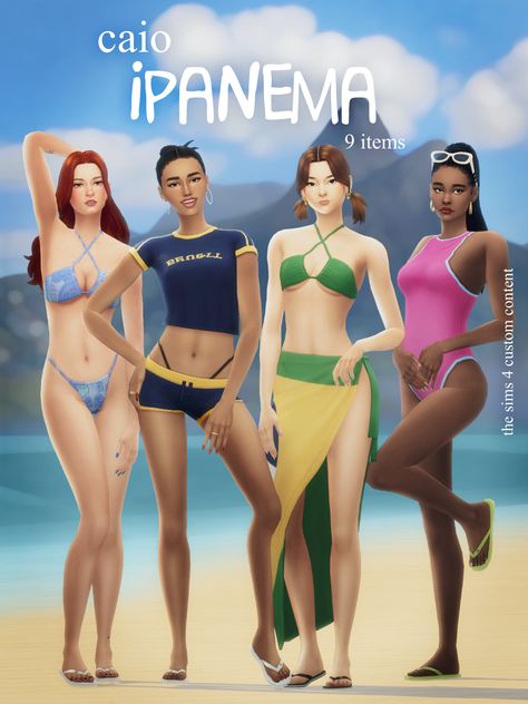 Ipanema: A 9 items set | Patreon Sims Packs, Pelo Sims, Sims 4 Cc Shoes, The Sims 4 Packs, Sims 4 Mm Cc, Sims 4 Expansions, Tumblr Sims 4, Sims 4 Cc Folder, Sims 4 Teen