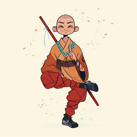 Shaolin Monk, Chabe Escalante on ArtStation at https://www.artstation.com/artwork/3bLyJ Avatar Chibi, Shaolin Monks, Avatar The Last Airbender Art, Cyberpunk Character, 인물 드로잉, Character Sketch, Cartoon Character Design, 영감을 주는 캐릭터, Character Design References