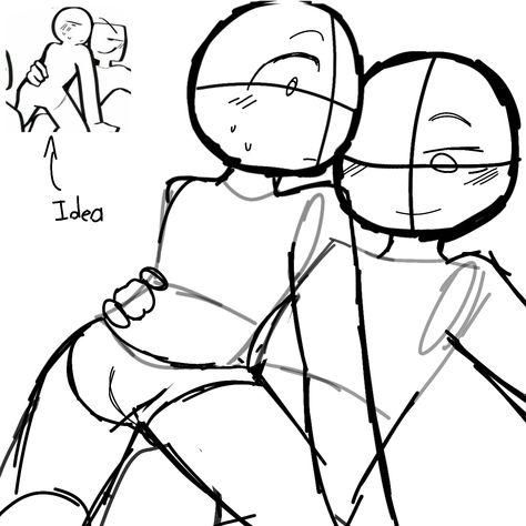 Poses Of Two People Drawing, Body Base Best Friends, Body Base Sketch Two People, Dynamic Ship Poses Reference, Siblings Base Pose Reference, Being Carried Pose Reference, Flushed Expression Drawing, 2 Body Base Drawing, Ship Art Reference Poses Base