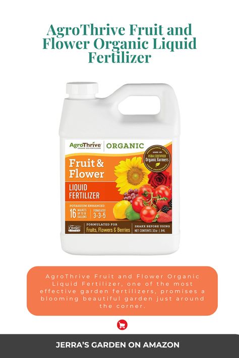 Experience the magic of our fertilizer as it transforms your garden in less than a week. AgroThrive Fruit and Flower Organic Liquid Fertilizer, one of the most effective garden fertilizers, promises a blooming beautiful garden just around the corner.

Find this organic liquid fertilizer here:

#gardening #gardeningtips #gardentools #permaculture #backyardgardening Garden Fertilizers, Organic Liquid Fertilizer, Garden Products, Liquid Fertilizer, Garden Fertilizer, Greenhouses, Permaculture, Around The Corner, Gardening Tips