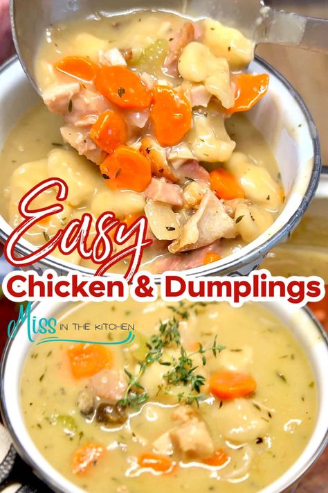 Chicken And Dumpling Soup, Creamy Chicken And Dumplings, Easy Chicken And Dumplings, Recipe Stand, Chicken Dumpling Soup, Restaurant Foods, Chicken Dumplings Recipe, Homemade Chicken And Dumplings, Dumpling Soup