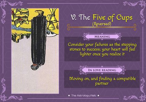 The Five of Cups Tarot (5 of Cups) | The Astrology Web Five Of Cups Tarot, 5 Of Cups, Cups Tarot Meaning, Five Of Cups, Tarot Reading Spreads, Tarot Interpretation, Cards On The Table, Tarot Significado, Cups Tarot