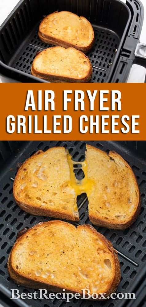 Air Fryer Grilled Cheese, Toasted Cheese, Grilled Cheese Recipe, Bacon Grilled Cheese, Making Grilled Cheese, Grilled Cheese Sandwiches, Air Fried Food, Air Fryer Oven Recipes, Air Fry Recipes