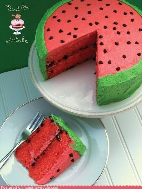 Watermelon Cake Recipe, Watermelon Birthday Party, Torte Creative, Watermelon Birthday Parties, Birthday Cake Flavors, Watermelon Cake, Torte Cupcake, Watermelon Party, Watermelon Birthday