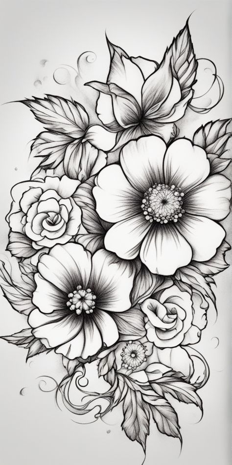 Explore an exquisite collection of flower tattoo design ideas. This Pinterest board showcases a myriad of floral ink inspirations. From dainty cherry blossoms to bold roses, delicate daisies, or even an intricate flower mandala, there's a design for everyone. Spring Colouring, Pencil Drawings Of Flowers, Draw Flowers, Coloring Pages Inspirational, Spring Coloring Pages, Cherry Blossom Tattoo, Blossom Tattoo, Painting Canvases, Free Adult Coloring Pages