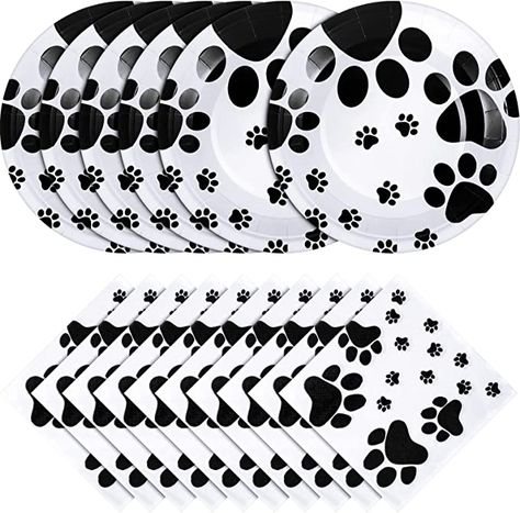 Dog Themed Birthday Party, Paw Party, Dog Paw Prints, Puppy Paw Prints, Puppy Birthday Parties, Paw Pattern, Dog Birthday Party, Puppy Birthday, Disposable Plates