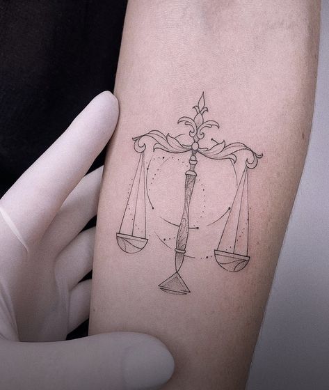 Scales Of Justice Tattoo Fine Line, Balanced Scale Tattoo, Justice Tattoo For Women, Legal Tattoo, Justice Scale Tattoo, Law Tattoo Ideas, Balance Tattoo Design, Scales Of Justice Tattoo, Libra Scale Tattoo