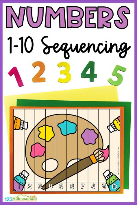 Looking for a fun, hands-on and engaging number counting activity? These number sequencing picture puzzles are a great way to introduce numbers 1 to 10 to preschool, pre-k, and kindergarten students. These 1 to 10 number sequencing puzzles inject an element of excitement and engagement into the learning process. Through the use of these colorful Back to School images learners can easily grasp the concept of numerical sequencing and develop their counting skills in a playful and stimulating envir Spider Math Activities, Numbers 1 10 Printable, Sequencing Numbers, Back To School Images, Number Recognition Worksheets, Number Words Worksheets, Counting Activities Preschool, Free School Supplies, Preschool Number Worksheets