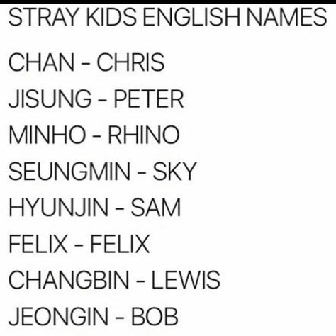 Stray Kids English Names, Skz English Names, Enhypen Names, Stray Kids Names, Straykids In, Kids English, Cute Paintings, Kids Names, Korean Name