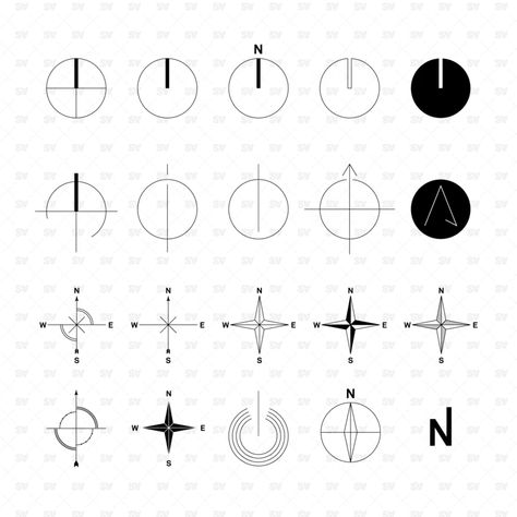 Architectural North Symbol, North Sign Symbol, North Sign Architecture, North Arrow Architecture, North Symbol Architecture, Architecture Plans Graphics, Architecture Plan Layout, North Symbol, Diagrams Architecture