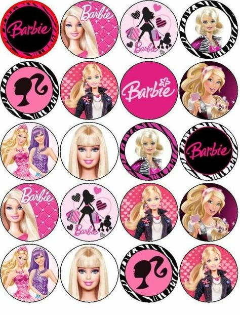 Cupcakes Barbie, Barbie Doll Party, Barbie Cupcakes, Barbie Party Decorations, Red Birthday Party, Barbie Birthday Cake, Photo Cake Topper, Barbie Theme Party, Barbie Printables