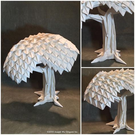 Joseph Wu designed this awesome looking tree for a commercial. #origami Origami Tree, Creative Origami, Diy Origami, Origami Flowers, Square Paper, December 11, Origami Art, Origami Crafts, Origami Paper