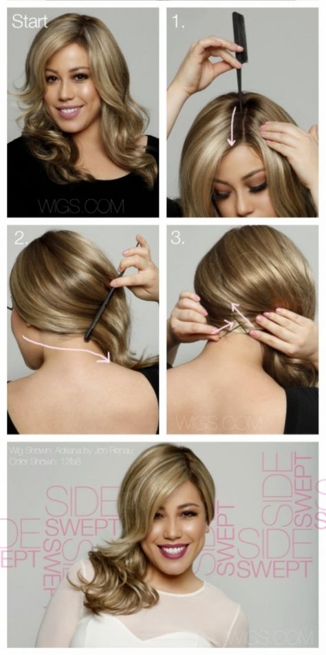 Side Swept Hair Tutorial Side Swept Hair, Embrace Messy Hair, Side Swept Curls, Side Swept Hairstyles, Side Swept, Elegant Hairstyles, Hair Today, Hair Dos, Messy Hairstyles