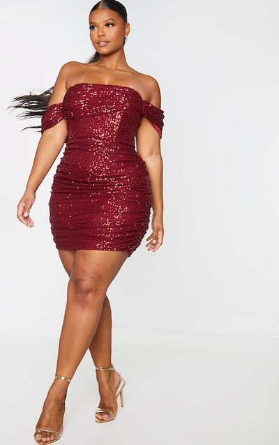 Party Outfits for Women | Party Clothes | PrettyLittleThing USA Plus Size Birthday Outfits, Plus Size Birthday, Outfit Ideas Plus Size, Plus Size Red Dress, Birthday Outfit Ideas, Bardot Bodycon Dress, Plus Size Shirt Dress, Cute Red Dresses, Party Outfits For Women