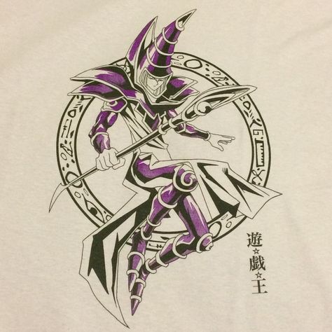 Dark Magician T-Shirt Front. Dark Magician Art, Dark Magician Tattoo, Dark Magician Cards, Yugioh Tattoo, Dark Magician, Naruto Tattoo, Card Tattoo, Yugioh Cards, Head Tattoos