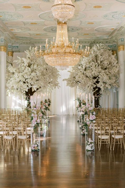 Atlanta Area Weddings | Biltmore Ballrooms | Kattariya & Eric Biltmore Ballrooms Atlanta Wedding, Elegant Ballroom Wedding, Biltmore Estate Wedding, Wedding Walkway, Bridgerton Wedding, Wedding Tree Decorations, Biltmore Wedding, Atlanta Wedding Venues, Wedding View