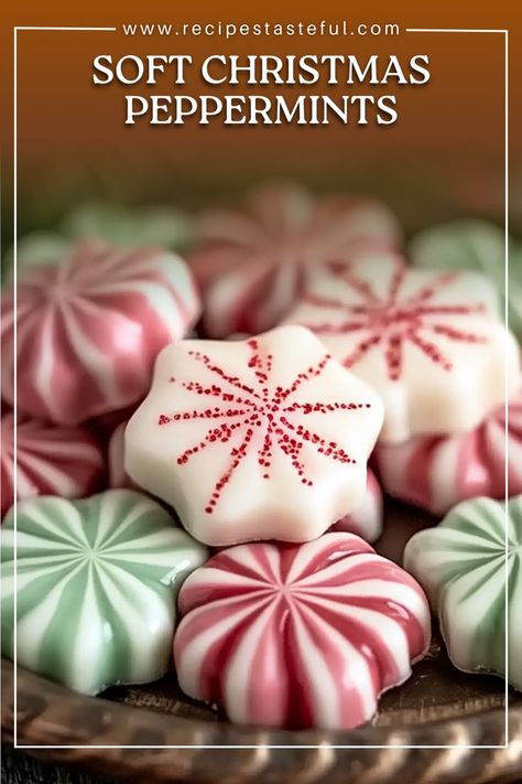 These Soft Christmas Peppermints are a nostalgic holiday treat that melt in your mouth. With a creamy, buttery base and a refreshing mint flavor, these mints bring a festive touch to your celebrations. They’re perfect for gifting, sharing with loved ones, or simply enjoying during the holiday season. These melt-in-your-mouth mints are easy to make and will bring a smile to anyone who gets to enjoy them. Peppermint Divinity Recipe, Soft Christmas Mints, Holiday Butter Mints, Peppermint Butter Mints, Peppermint Christmas Treats, Soft Peppermint Candy Recipe, Soft Christmas Peppermints, Candy Melts Ideas, Christmas Peppermint Recipes