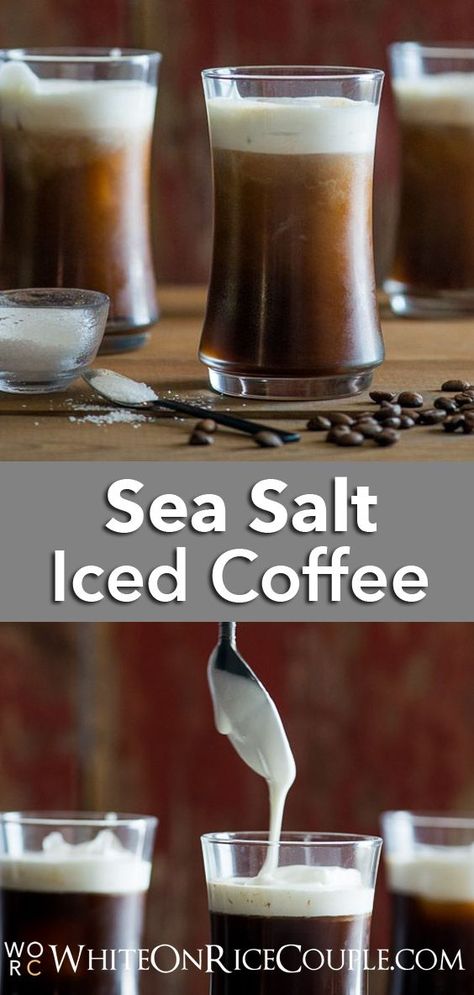 This Iced Coffee with Sea Salt Cream recipe is quick and easy to make at home! Try it out! You'll love it! Sea Salt Cream Recipe, Fancy Coffee Drinks, Homemade Iced Coffee, Iced Coffee Recipe, Coffee Hacks, Coffee Grinds, Coffee Recipe, Coffee Cream, Ice Coffee Recipe