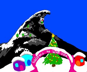 The Grinch's Mountain Mt Crumpit Grinch, Grinch Mountain, Draw Grinch, Grinch Art, Grinch Drawing, Grinch Decor, Grinch Party, Snowy Night, Mountain Drawing