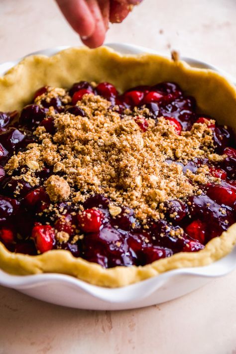 Cherry Pie Gluten Free, Gf Cherry Pie, Cherry Pie With Frozen Cherries, Sour Cherry Cake Recipe, Gluten Free Cherry Pie, Recipe For Cherry Pie, Cherry Crumble Pie, Cherry Pie Crumble, Paleo Pie Crust