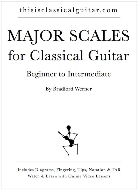 A PDF eBook of Major Scales for Classical Guitar for beginners and intermediate guitarists. Includes, TAB, Notation, Video Lessons, Tips, Fingerings, and more.  Link: http://www.thisisclassicalguitar.com/major-scales-for-classical-guitar/  #guitar #classicalguitar #scales Classical Guitar Lessons, Guitar Beginner, Electric Guitar Lessons, Lap Steel Guitar, Basic Guitar Lessons, Guitar Lessons For Beginners, Guitar Teacher, Major Scale, Learn To Play Guitar