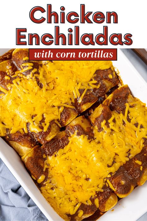 The best enchiladas are made with corn tortillas. I will walk you through how to prepare your tortillas so they don’t come out soggy (or fall apart) and show you how to make easy shredded chicken for your enchiladas. I will also tell you how to prepare the enchiladas, what sauce to use (red), and how long to bake them. This is one of my favorite dinner recipes. Chicken Enchiladas With Corn Tortillas, Enchiladas With Corn Tortillas, Best Chicken Enchilada Recipe, Favorite Dinner Recipes, Enchiladas Corn Tortillas, Best Enchiladas, Easy Shredded Chicken, Slow Cooker Shredded Chicken, Make Shredded Chicken