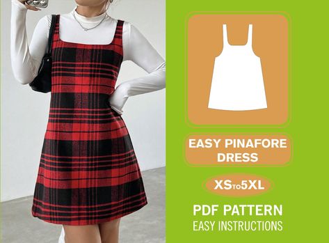 Easy Pinafore Dress sewing pattern Files contain illustrated sewing guide with easy step by step instructions. Perfect for beginners and also suitable for more advanced sewists. If you're looking for a good experience with a great reward that won't take much time then this is perfect for you! In the sewing guide you will find the Fabric Consumption, Recommended Materials, etc. ✔️ Step by step instructions ✔️ The pattern is available in sizes XS to XXXXXL. ✔️ Comes with a sewing guide, an A4/US Letter patterns and A0 pattern. ✔️ Instant download immediately after completing the purchase. ✔️ Beginner friendly Every product in BelaPattern has a 60% discount. Do not need to use any code, discount will be applied in every purchase! 💥 Get more than 100 patterns with the 'Whole Shop Bundle' 👉 w Easy Pinafore Dress Pattern, Free Pinafore Dress Pattern, Overall Dress Sewing Pattern, Pinafore Dress Pattern, Pinafore Pattern, Sewing Guide, Jumper Pattern, Jumper Patterns, Pinafore Dress