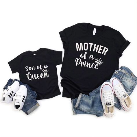 Mother Of A Prince Shirt, Son Of A Queen T-Shirt, Mommy and Me Outfit, Mother Son Shirt, Matching Mother Son Outfit 👉Click to buy from Etsy Shop :🛒 http://www.EpicFashionUs.etsy.com/listing/1207039709/mother-of-a-prince-shirtson-of-a-queen-t 📌Store Link in Bio Welcome to EpicFashionUS! Its great to see you here! We prioritize one thing here and that is quality and customer satisfaction. 👉Our Tshirts are: -Made from 4.2-ounce cotton -All solid colors are 100% cotton and all heathered col... Disney Mom Son Shirts, Matching Disney Shirts Mom And Son, Mom And Sons Disney Shirts, Mother And Son Disney Shirts, Mother Son Shirts Matching, Prince Shirt, Fanfic Ideas, Queen Tshirt, A Prince