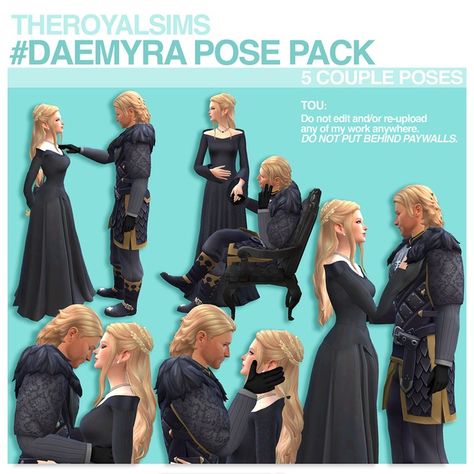 THEROYALSIMS #DAEMYRA POSE PACK | Patreon Daemon And Rhaenyra, Sims 4 Couple Poses, Sims Medieval, Dragons Clothes, The Sims 4 Pc, Tattoo Aesthetic, My Sims, Tumblr Sims 4, Sims 4 Gameplay