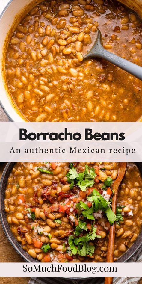 Tender and creamy Borracho beans (Frijoles Borrachos) are an easy Mexican side dish recipe of pinto beans simmered in a flavorful beer broth. These beans are great as an easy side dish, or delicious as a main dish served with tortillas. Recipes With Dry Beans, Beer Beans Recipe, Baracho Beans, Borracho Beans, Bean Side Dish, Mexican Side Dish, Mexican Beans, Dry Beans Recipe, Mexican Side