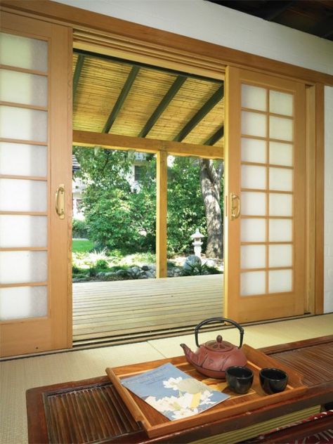 Bring Into a Warm, Inviting Area for Relaxation, Meditation and Gathering Japanese Living Room Design, Meditation Room Design, Shoji Doors, Traditional Japanese Home, Japanese Living Room, Japanese Home Design, Japanese Style House, Meditation Room Decor, Traditional Japanese House