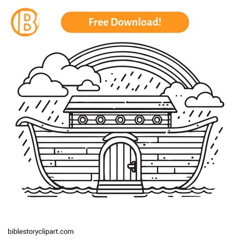 Noah's Ark without Animals Coloring Page Faith Lessons, Ark Craft, Bible Clipart, Sunday School Activities, Noah S Ark, Animals Coloring, Wooden Structure, The Flood, The Ark