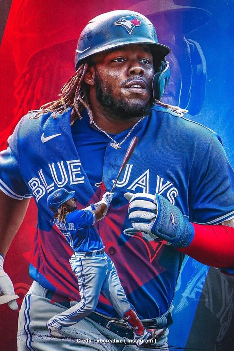 Credit : IG xbcreative ( Instagram ) Toronto Blue Jays Logo, Baseball Wallpaper, Mlb Wallpaper, Mlb The Show, Vladimir Guerrero, Baseball Pictures, Sports Graphics, Sports Wallpapers, Sports Stars