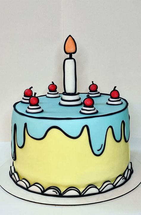 Cartoon Fondant Cake, 2d Cake Design, Cartoon 2d Cake, Cartoon Cake Decoration, Comic Theme Cake, Cartoon Like Cake, Comic Book Style Cake, Comic Cartoon Cake Ideas, Comic Cake For Men