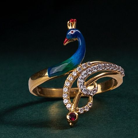 Buy Gold and Diamond Jewellery at Jewelegance.com – Online Jewellery Store Krishna Ring, Jewelry Rings Unique, Peacock Jewelry, Gents Ring, Draping Fashion, Rings Unique, Gold Jewelry Stores, Antique Jewelry Indian, Jewellery For Women