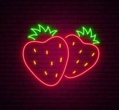 Neon Strawberry, Emoji Ideas, Strawberry Fields Forever, Neon Flex, Flowers Wallpapers, Neon Nights, App Covers, Neon Lights, Neon Lighting