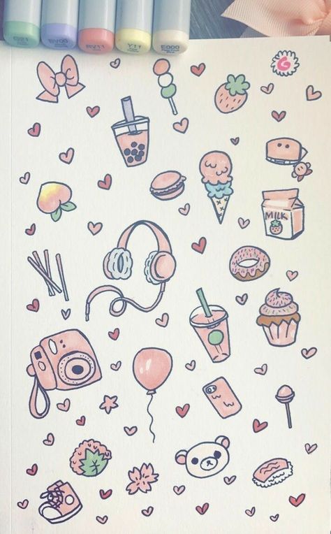 Candy Drawing, Pink Things, Doodle Art Drawing, Japanese Candy, Easy Doodles Drawings, Bullet Journal Art, Bullet Journal Lettering Ideas, Cute Doodle Art, Kawaii Doodles