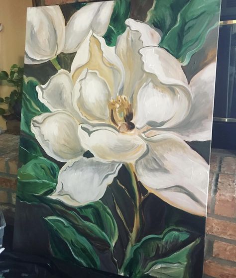 Textured Magnolia Painting, Magnolia Art Acrylic Paintings, How To Paint A Magnolia Flower, Magnolia Flower Painting Acrylics, Abstract Magnolia Painting, Magnolia Acrylic Painting, Magnolias Painting, Magnolia Flower Painting, Magnolia Painting