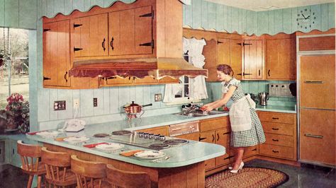 Historic Kitchen, Vintage Kitchen Gadgets, Kitchen Retro, Deco Retro, Mid Century Kitchen, Vintage Room, Vintage Interiors, Retro Home Decor, Kitchen Remodel Idea