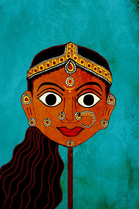 The Indian Masquerade Series - art & Products on Behance Indian Mask, Indian Art Forms, Product Sketches, Mask Drawing, Mask Painting, Painted Faces, Village Girl, Face Illustration, Indian Folk Art