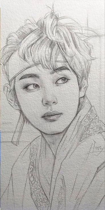 Bts V Portrait Drawing, Army Lover, Taehyung's Art, Anime Face Drawing, Pencil Sketch Images, Best Anime Drawings, Pencil Sketches, Kpop Drawings, Easy Drawings Sketches