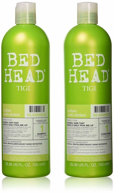 TIGI Bed Head Re-Energize Shampoo and Conditioner boosts your hair's strength and gently detangles and manages unruly hair. Bed Head Shampoo, The Best Shampoo And Conditioner, Best Shampoo And Conditioner, Natural Hair Shampoo, Tigi Bed Head, Argan Oil Shampoo, Best Shampoo, Good Shampoo And Conditioner, Shampoo For Curly Hair